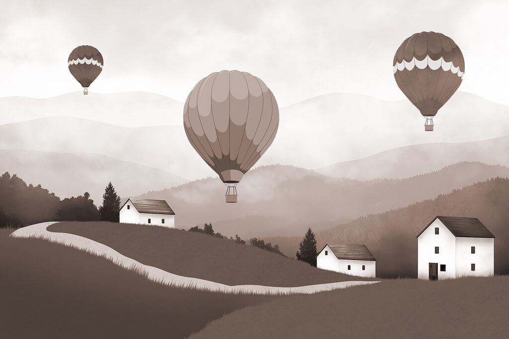 Balloons Above the Village — full design
