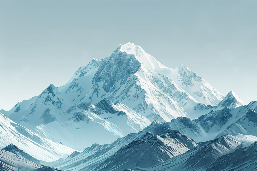 Snowy peak in blue-grey — full design