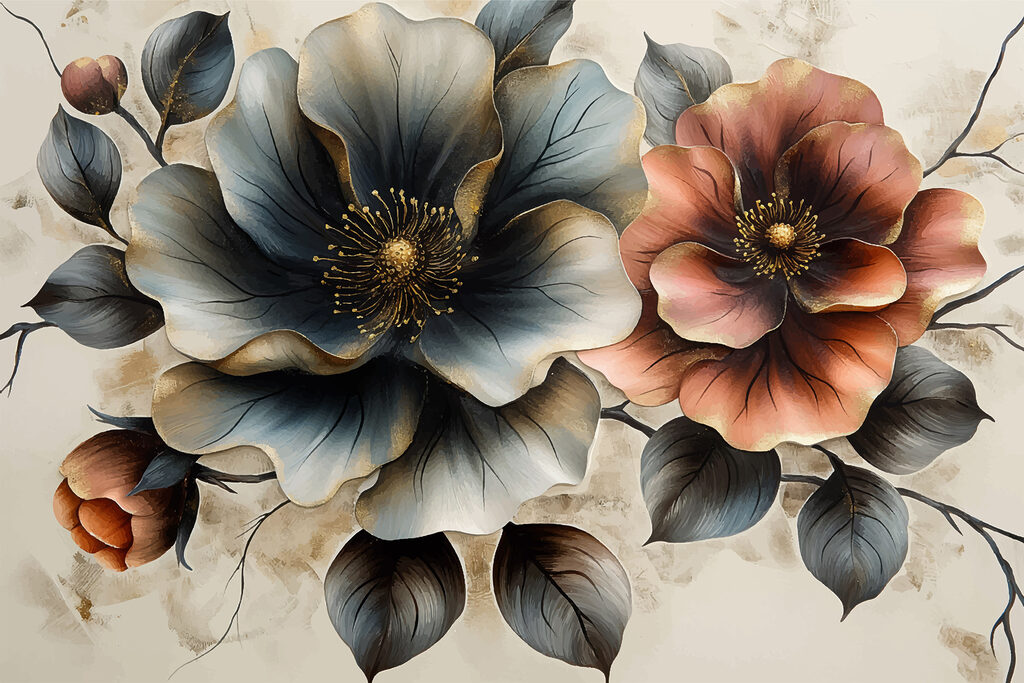Earth-tone flowers — full design