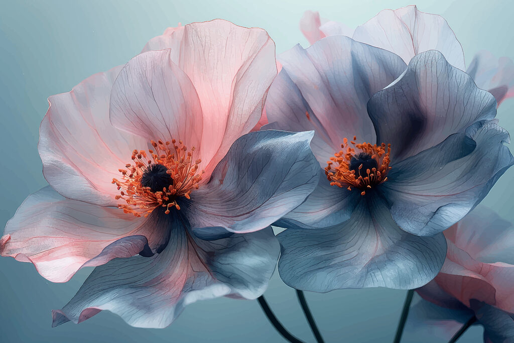 Pink and blue blooms — full design