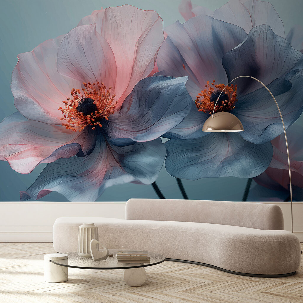 Pink and blue blooms — interior 1