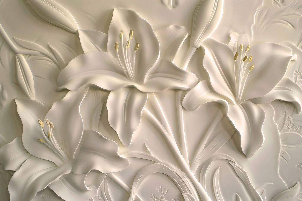 Lilies in soft relief — full design