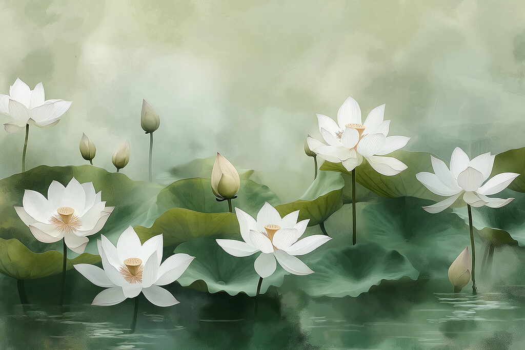 Lotus on still water — full design