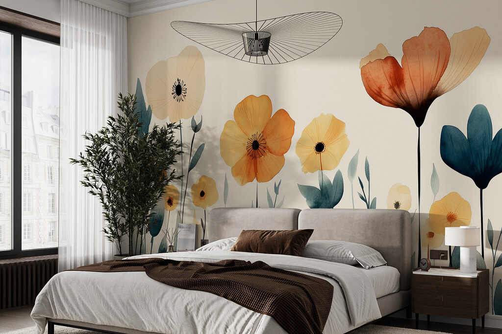 Ochre blooms, dark leaves — interior 2