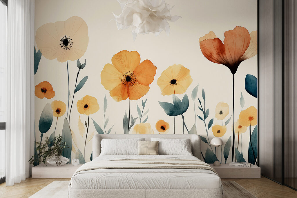 Ochre blooms, dark leaves — interior 3