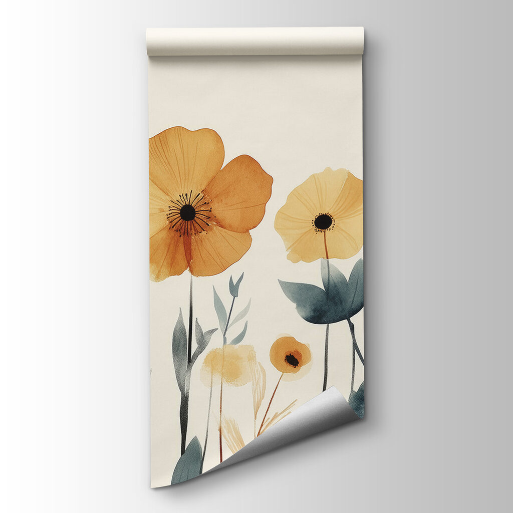 Ochre blooms, dark leaves — product view