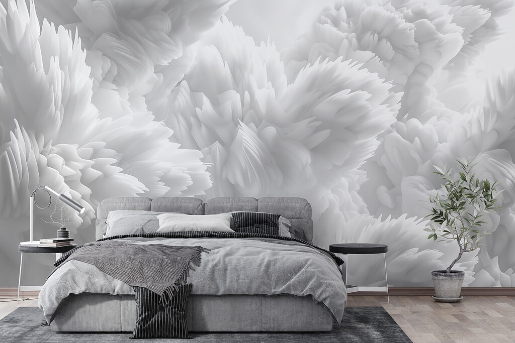 Pointed white flower layers — interior 1