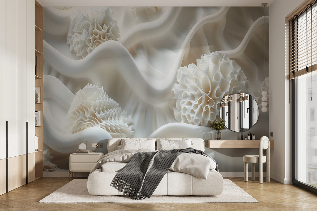 Cream ripples around coral — interior 1