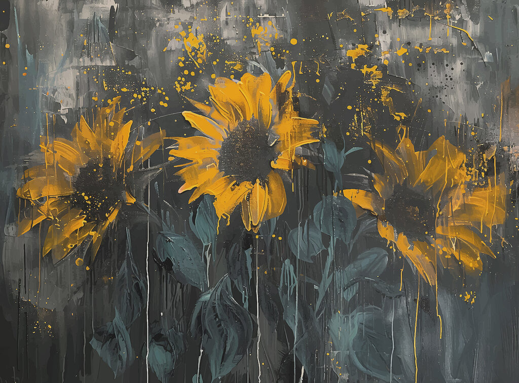 Painterly sunflowers — full design
