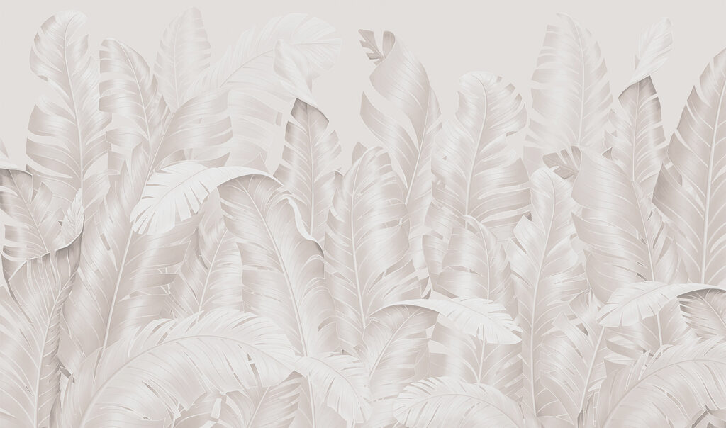 Dense white palm leaves — full design