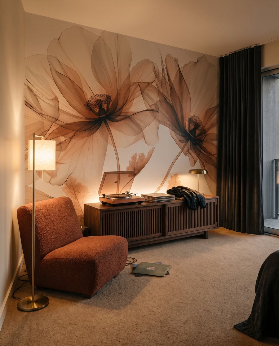 Peach petals, fine stems — interior 4