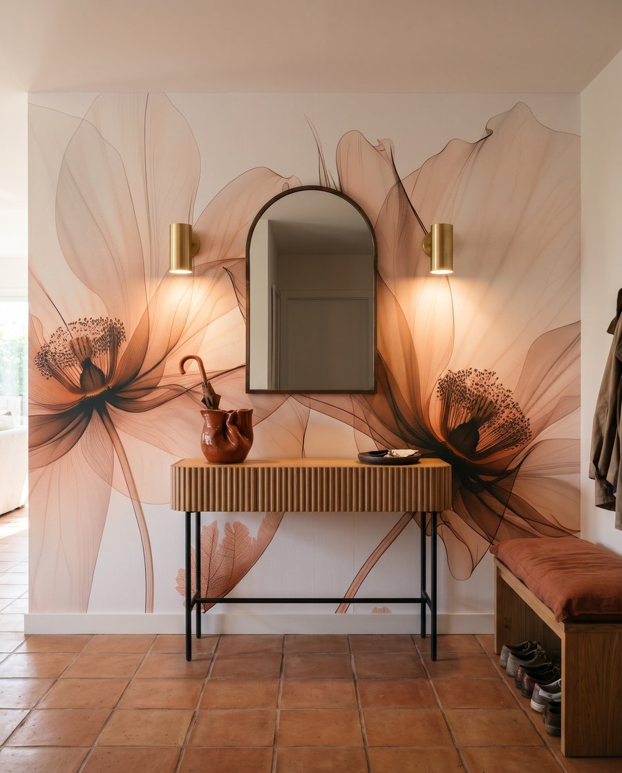 Peach petals, fine stems — interior 5