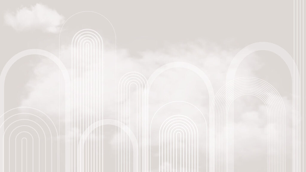 White arches among clouds — full design