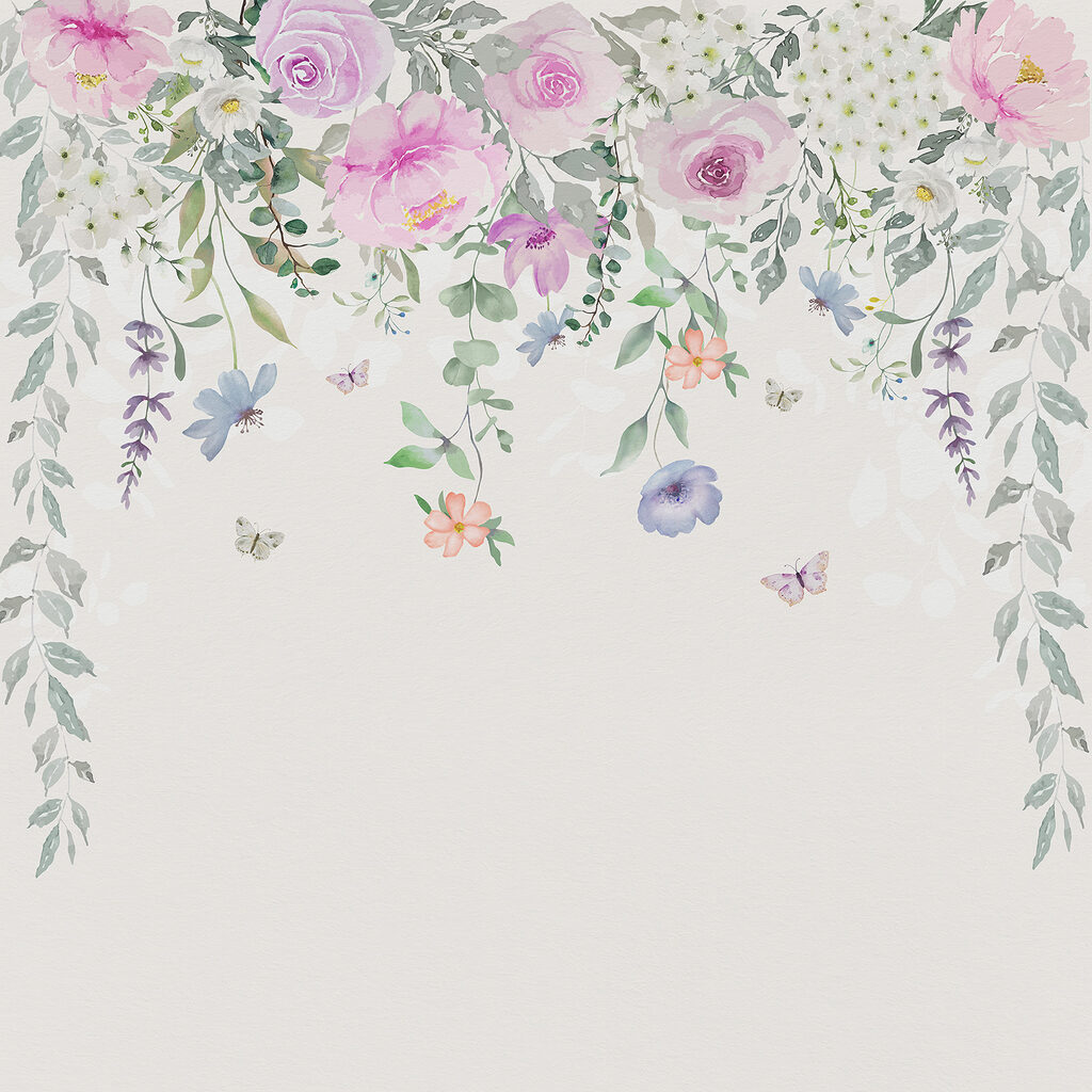 Trailing pastel roses — full design
