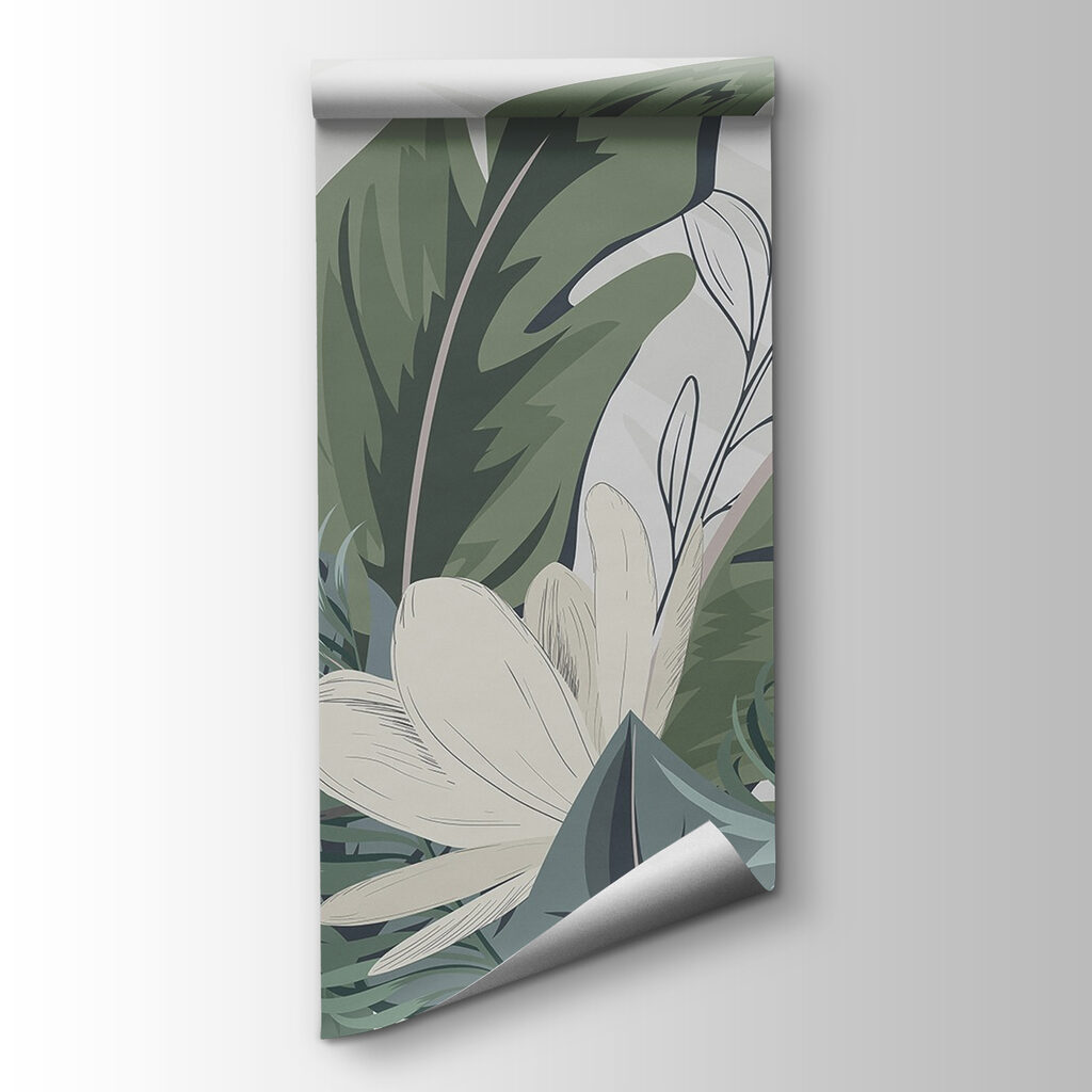 Tropical leaves, diagonal bands — product view