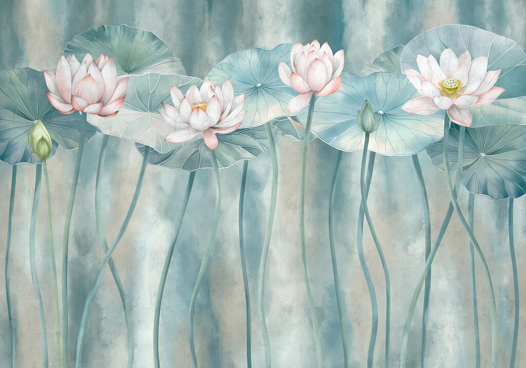 Lotus on curved stems — full design
