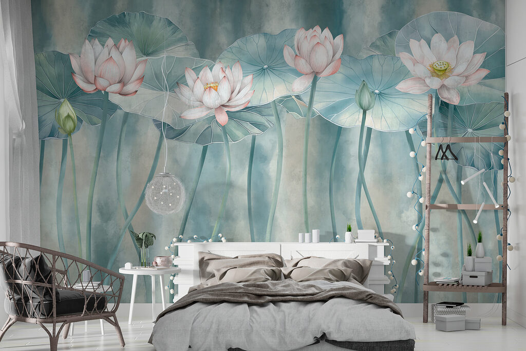 Lotus on curved stems — interior 1
