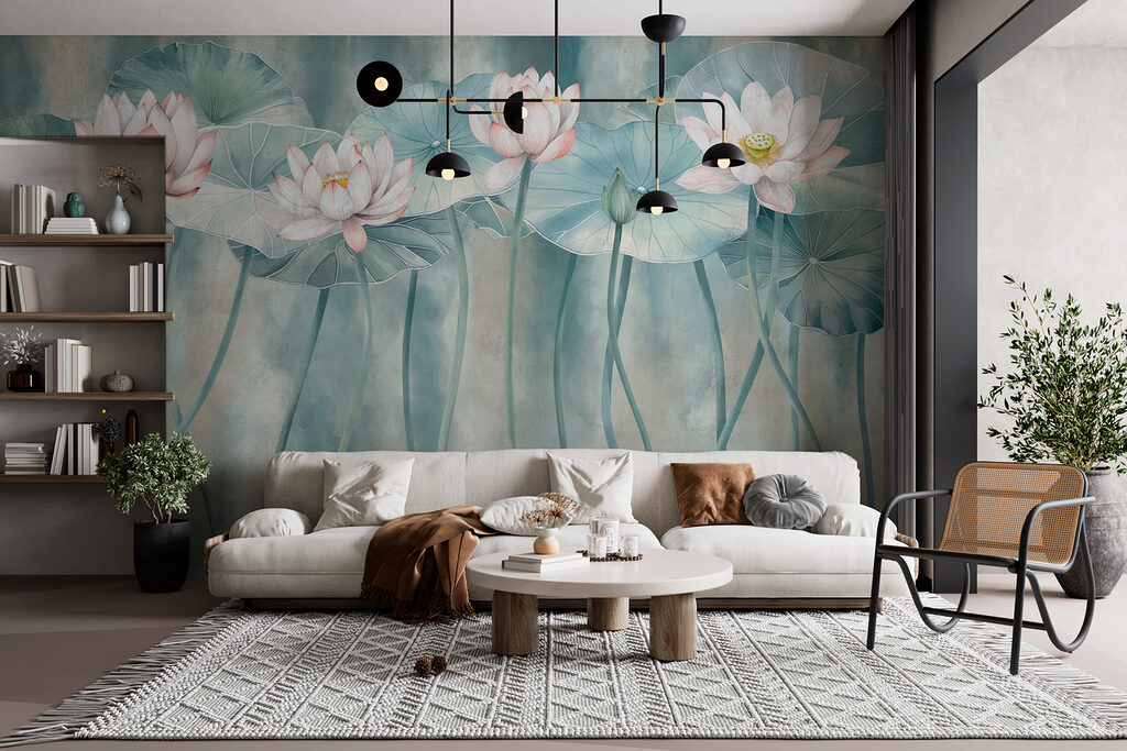 Lotus on curved stems — interior 3
