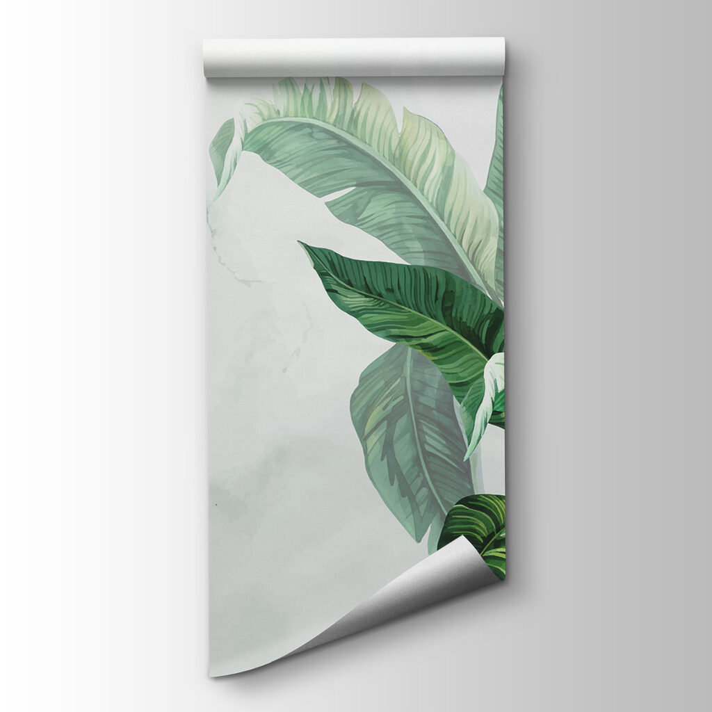 Leaves beside pale space — product view