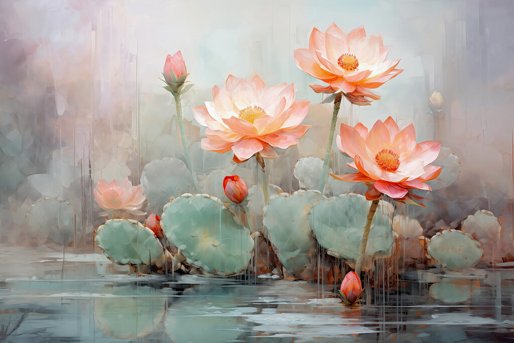Lotus flowers on water — full design