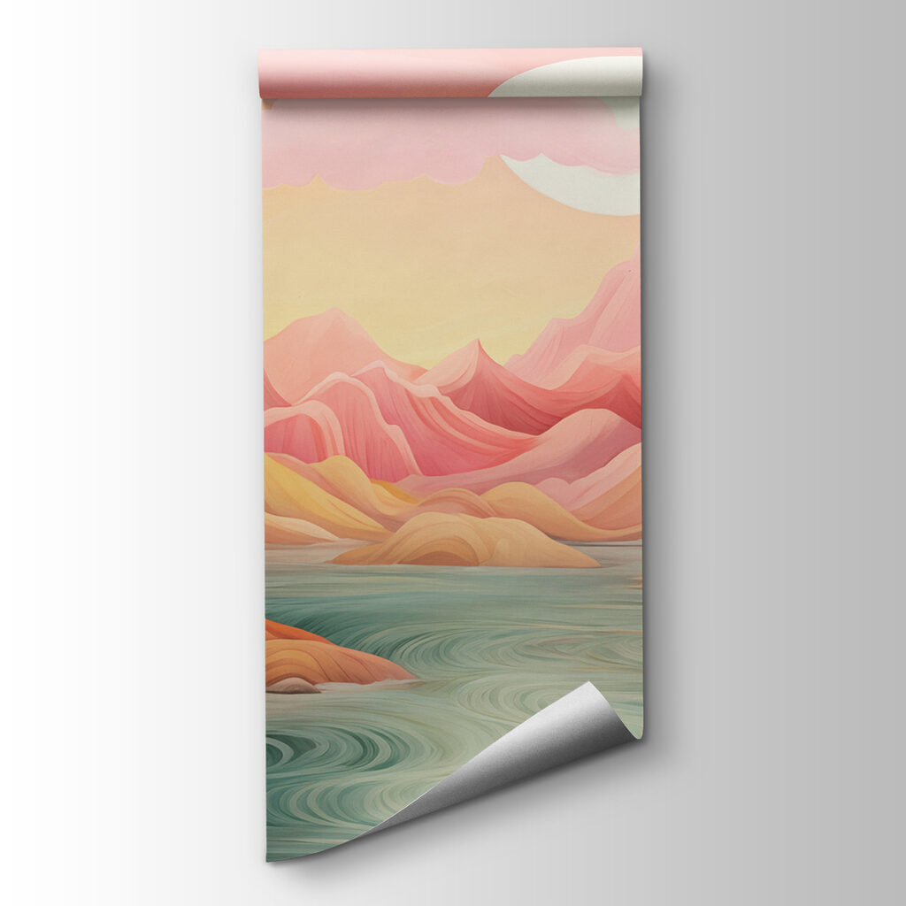 River between pink mountains — product view