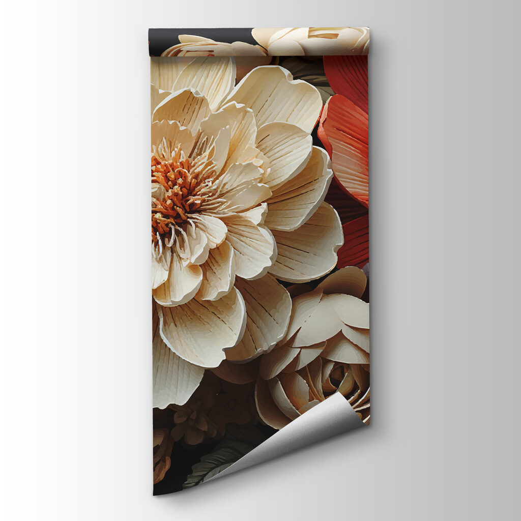 Warm flowers on black — product view