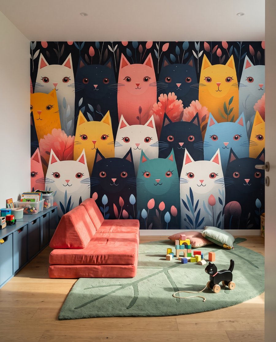 Colourful Cat Garden in an interior
