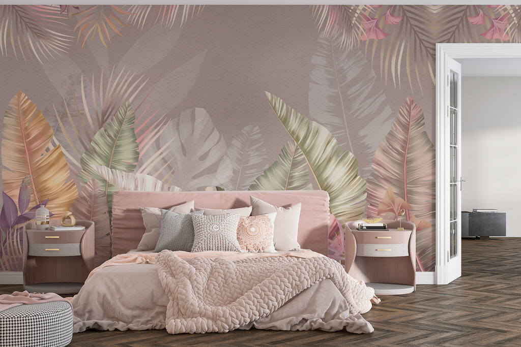 Pastel tropical leaves — interior 1