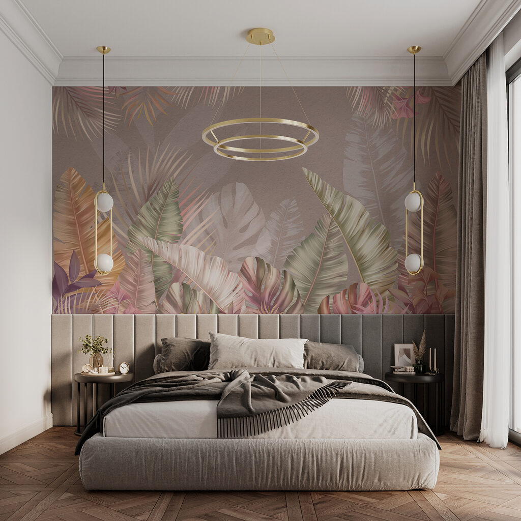 Pastel tropical leaves — interior 2