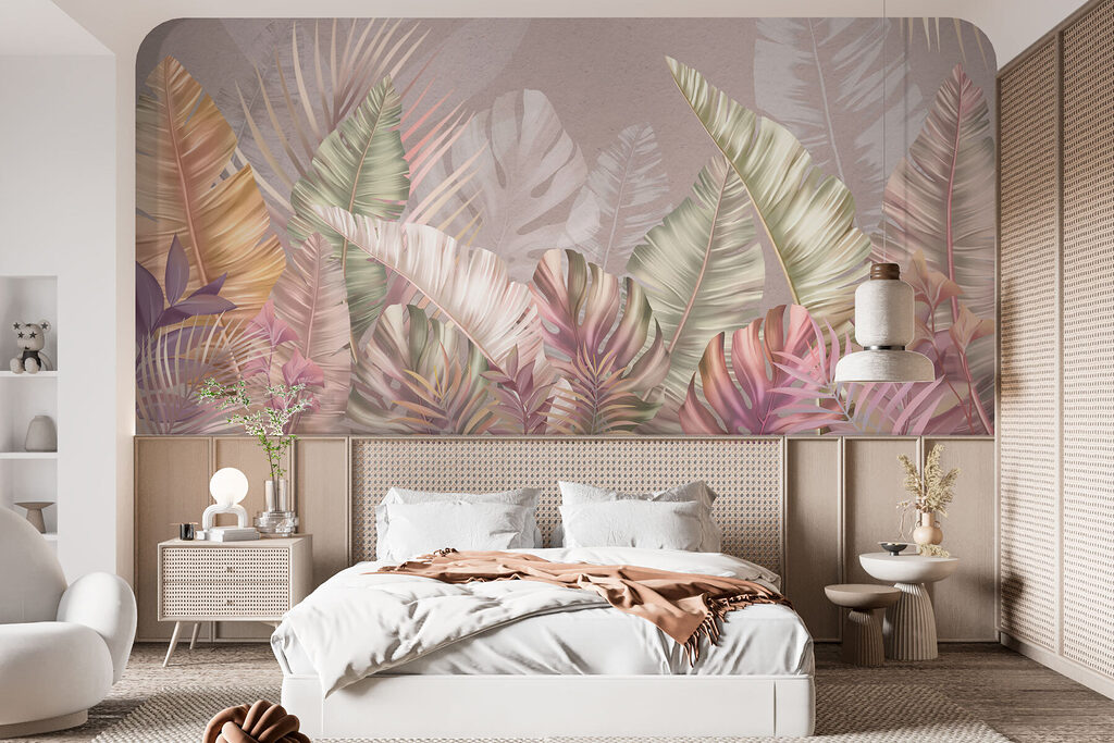 Pastel tropical leaves — interior 3