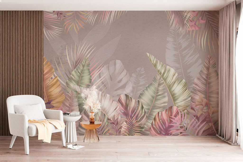 Pastel tropical leaves — interior 4