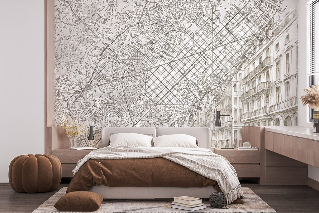 City map over facades — interior 2