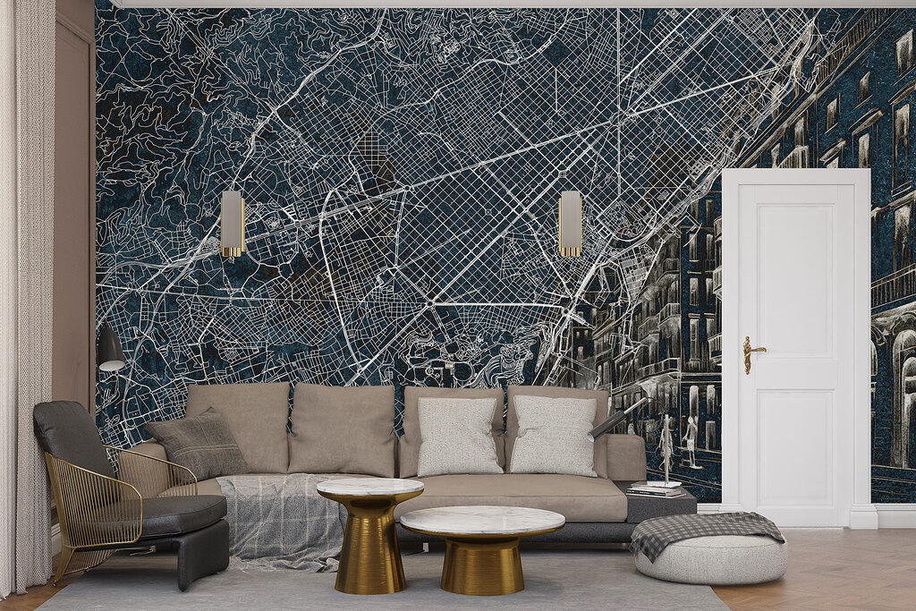 City Map and Facades in an interior