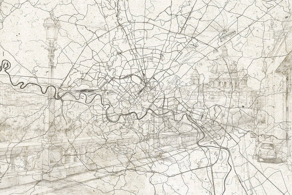 City map with river — full design
