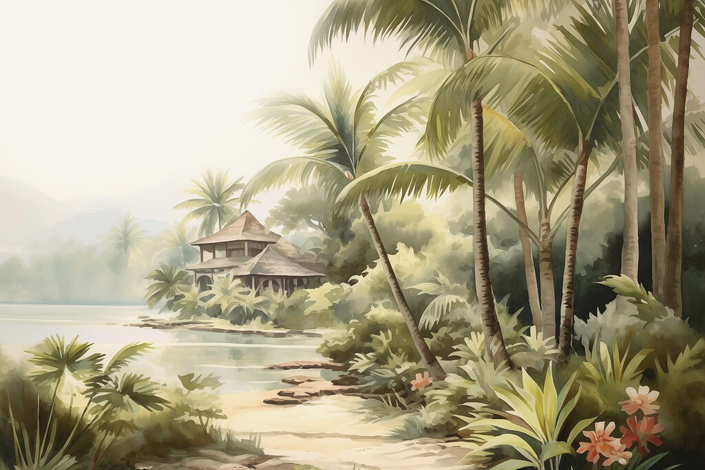Palms by the lagoon — full design