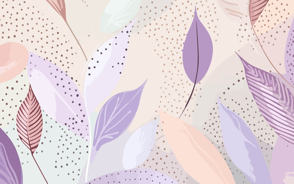 Leaves between pastel dots — full design