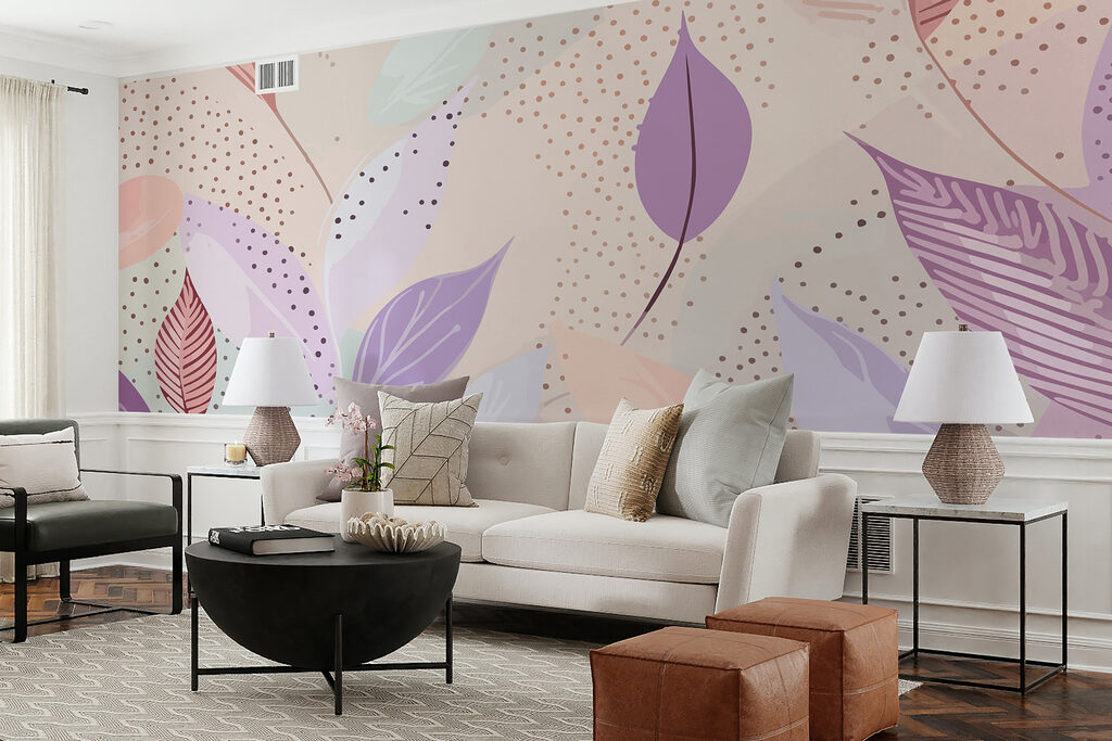 Leaves between pastel dots — interior 1