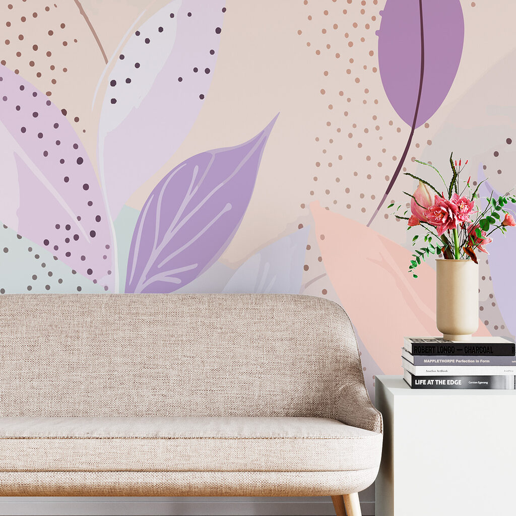 Leaves between pastel dots — interior 2
