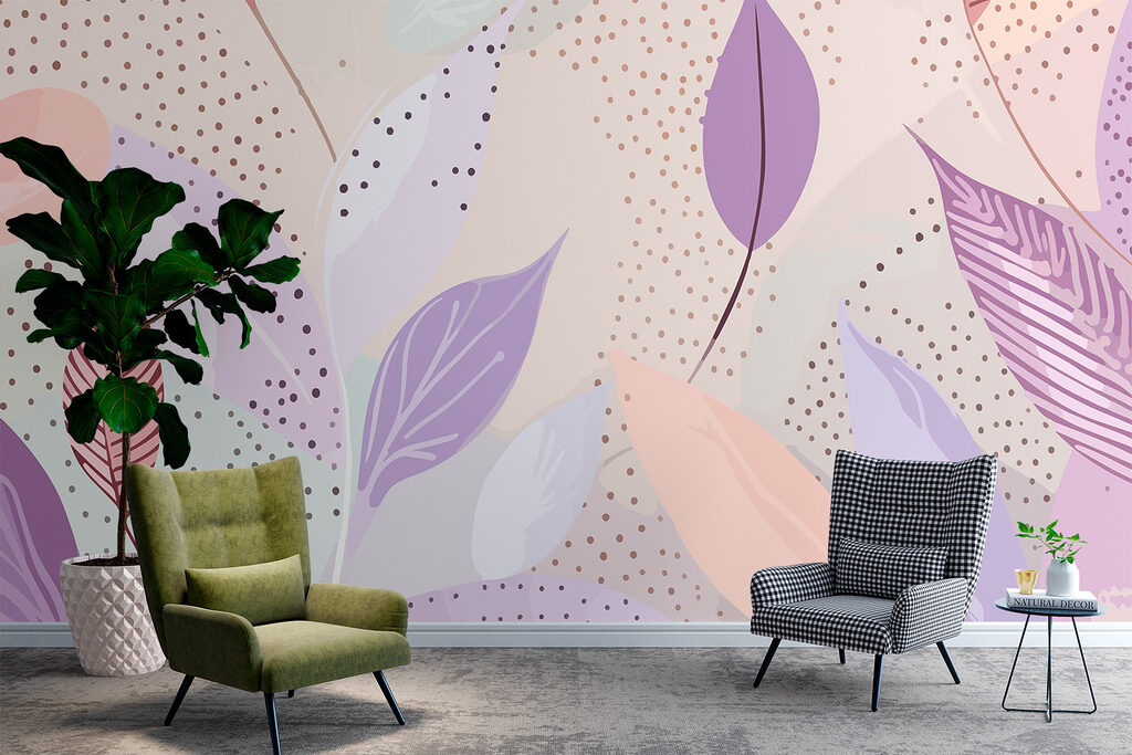 Leaves between pastel dots — interior 3