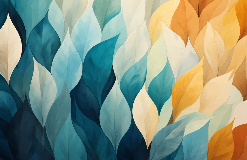 Turquoise leaves, earthy tones — full design