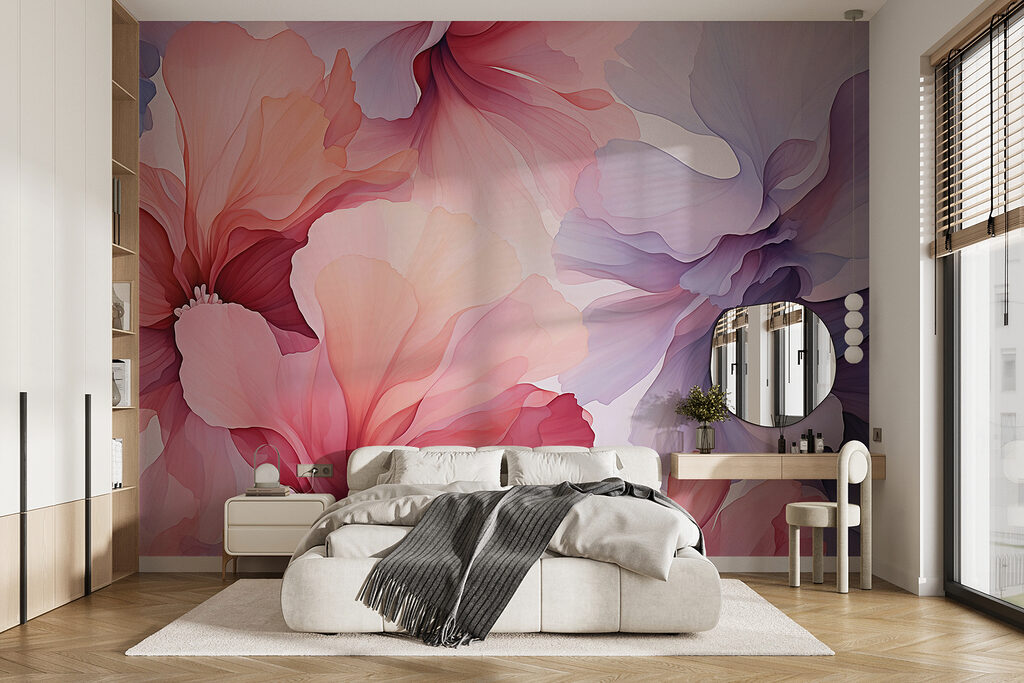 Pink flowers, lilac edges — interior 1