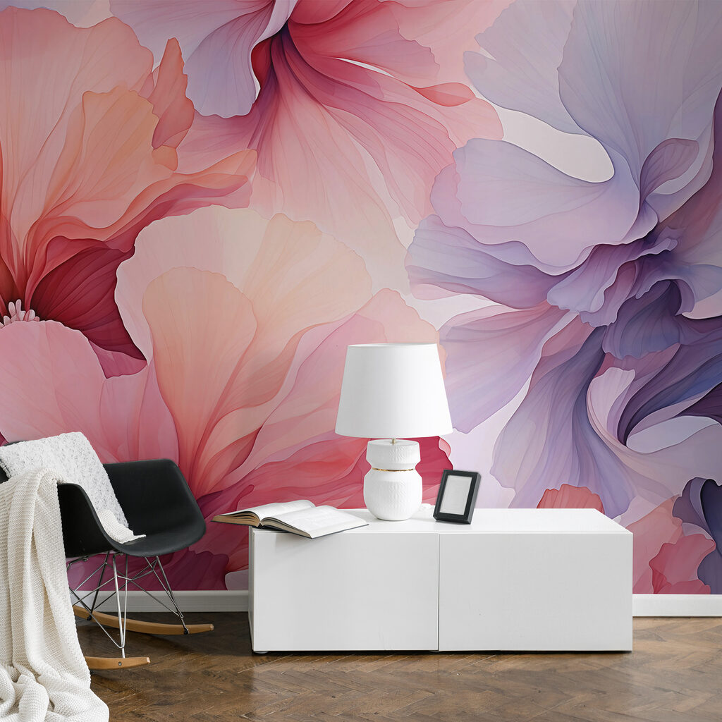 Pink flowers, lilac edges — interior 2