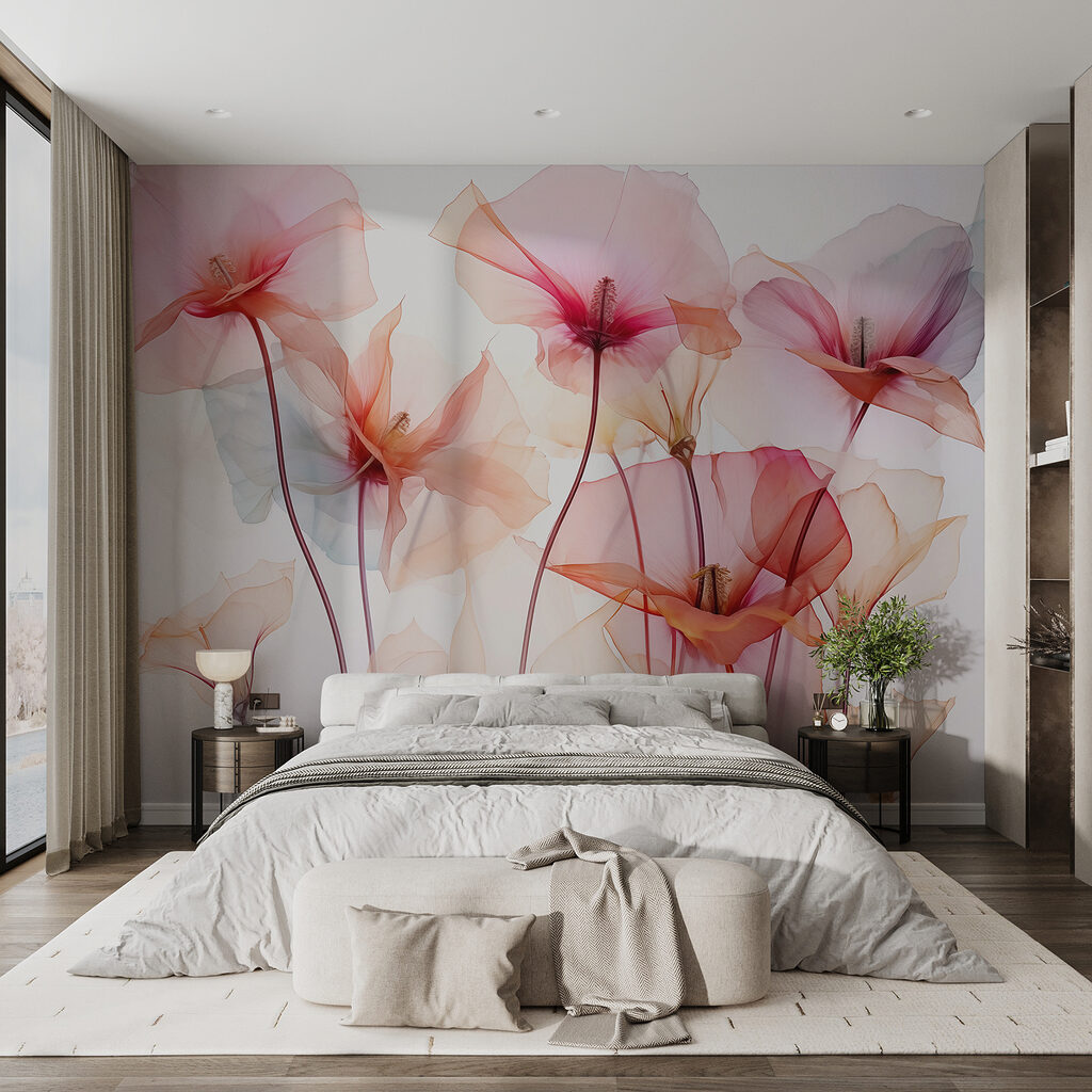 Pink blooms, thin stems — interior 1