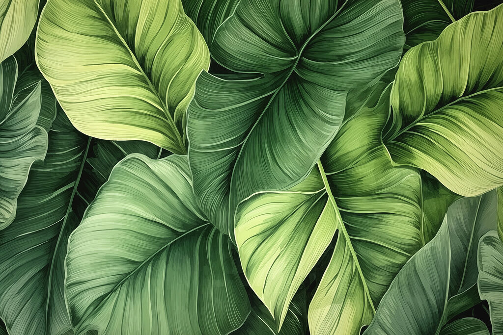 Green leaves, deep folds — full design