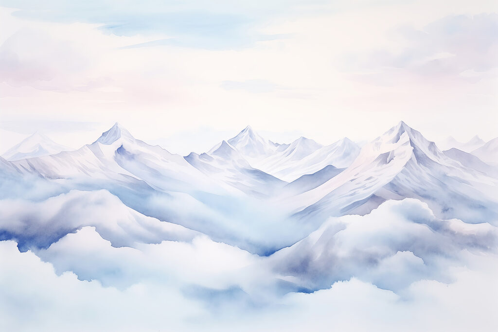 Cloud sea below peaks — full design