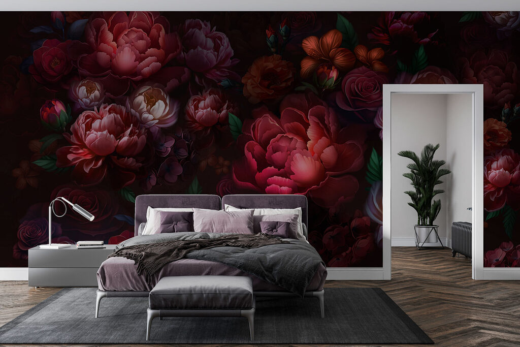 Dark red night flowers — interior 1