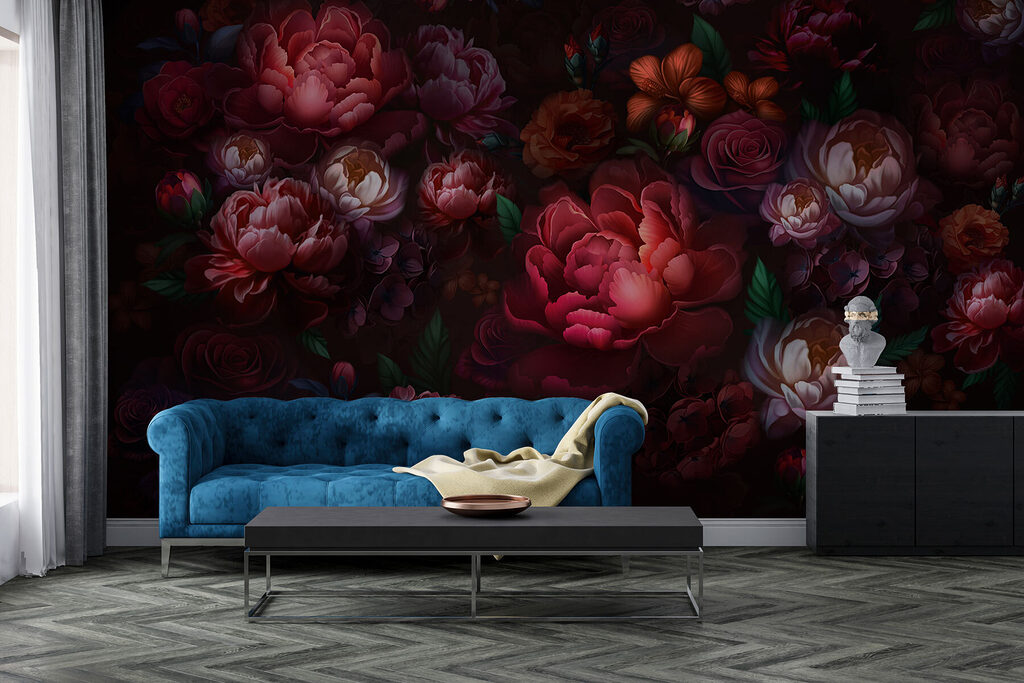 Dark red night flowers — interior 3