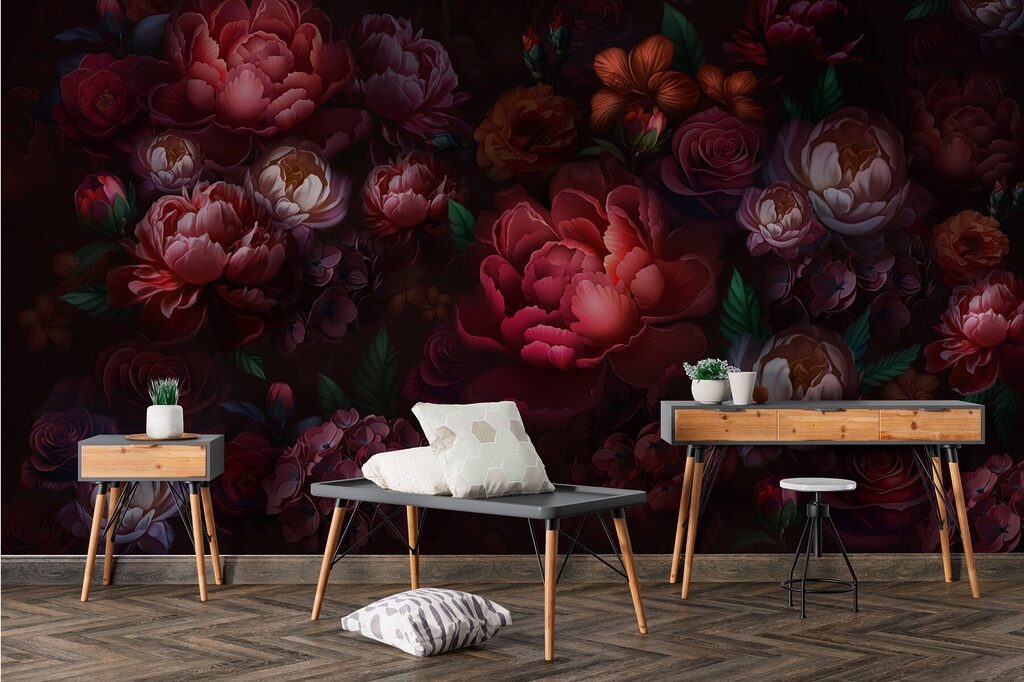 Dark red night flowers — interior 5