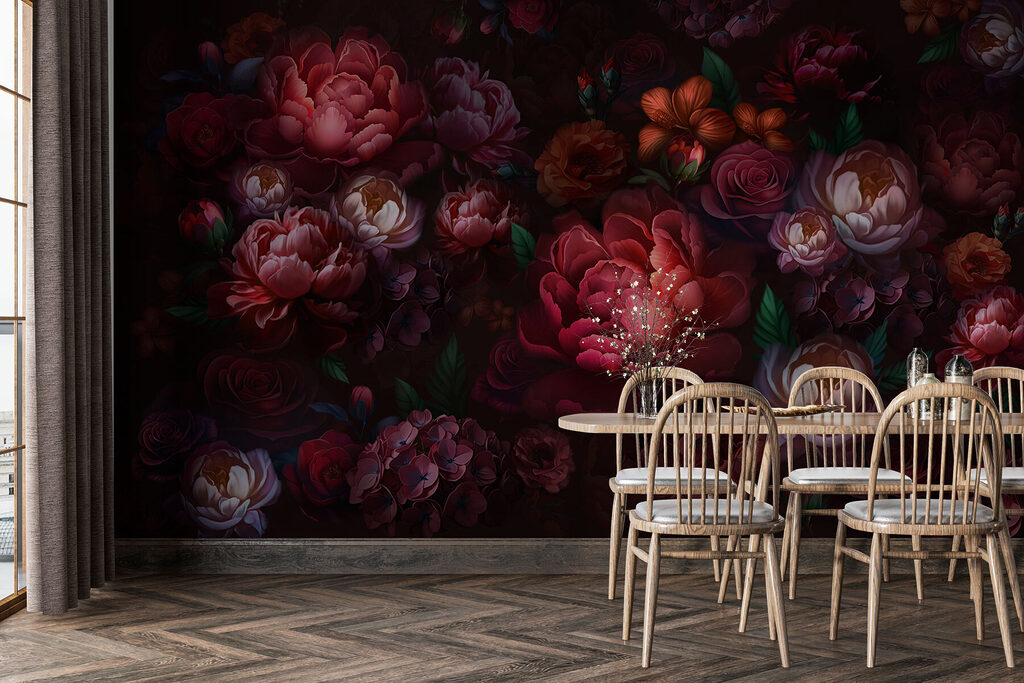Dark red night flowers — interior 6
