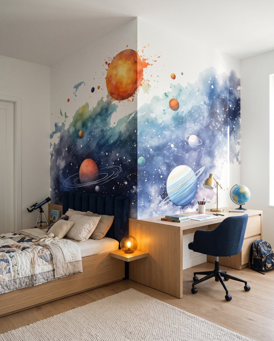 Watercolour Universe in an interior